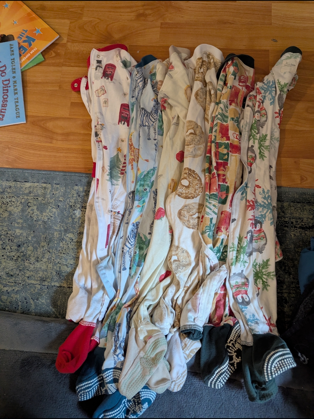 6 Burt's Bees Multi-Print White Kids Pajama Bundle.